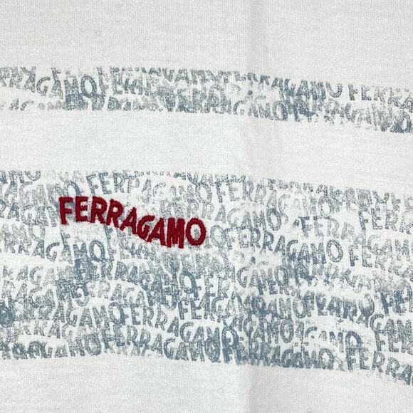 SALVATORE FERRAGAMO White
Cotton Logo Printed T-Shirt - Size M - Picture 3 of 11